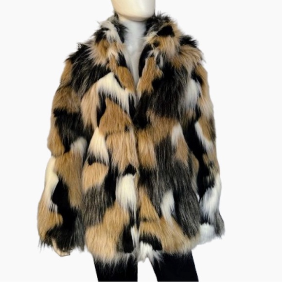 Michael Kors Animal print Luxury Faux Fur Coat size L - Picture 4 of 5